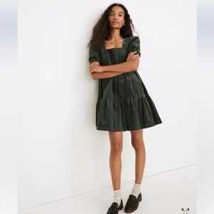 Madewell Corduroy Aidy Square-Neck Tiered Mini Dress
